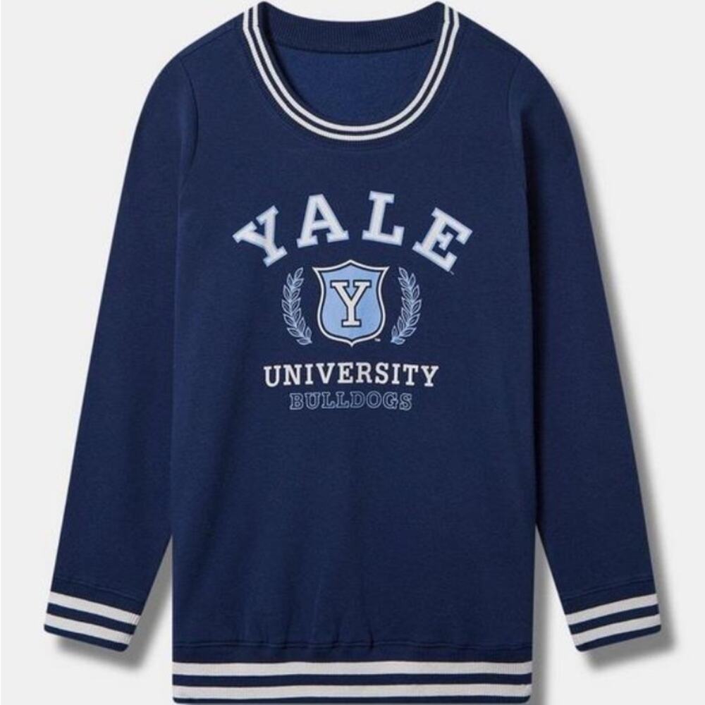 Torrid Yale Cozy Fleece Banded V-Neck Sweatshirt - Picture 1 of 8